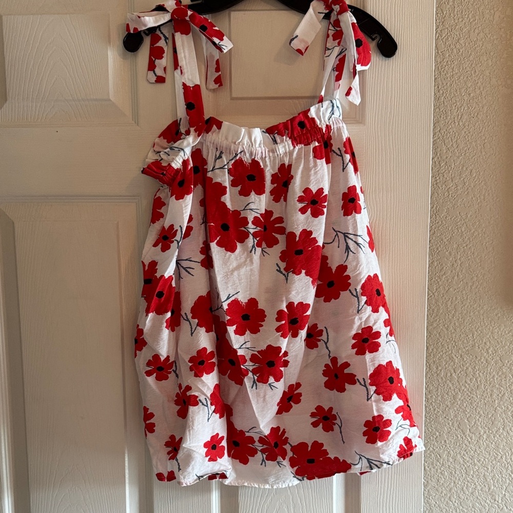 Floral Red and White Women's Blouse